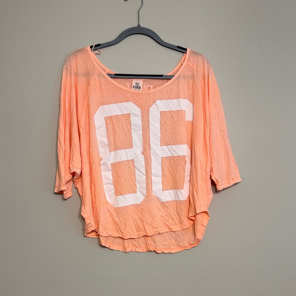 Pink Rose Peach Top with White Numbers